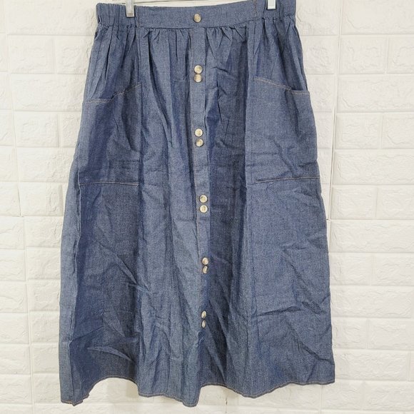 Marian Lou's Dresses & Skirts - Marian Lou's Women's Boutique Button Down Denim Pleated Skirt Blue Size XL